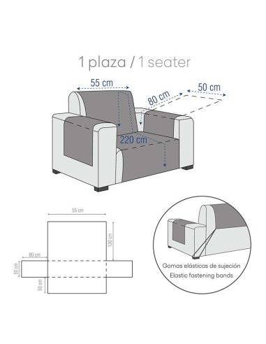 Funda sofa algodón practica Impermeable Antimanchas Sky