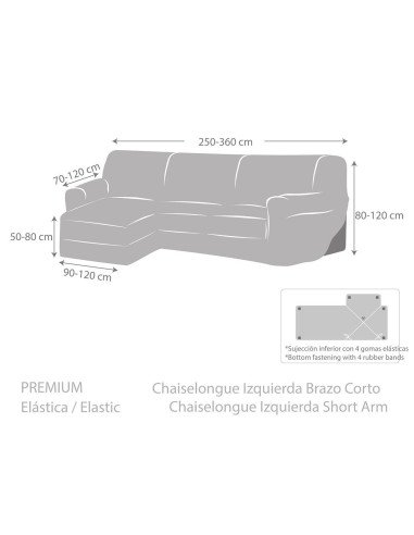 Funda Chaise Longue bielastica Roc | Fundas de sofás chaise longue