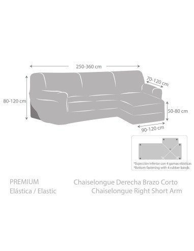 Funda Chaise Longue bielastica Roc | Fundas de sofás chaise longue