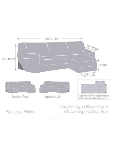 Funda Chaise Longue bielastica Cora | Fundas de sofás chaise longue