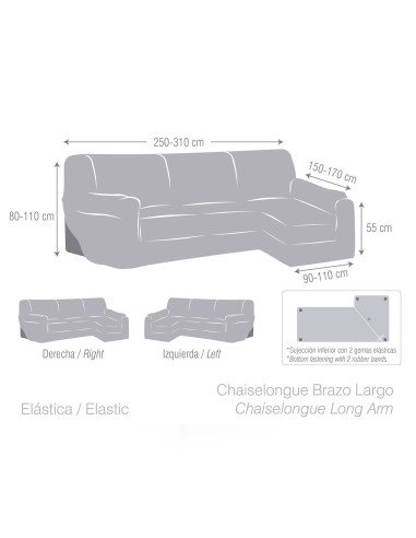 Funda Chaise Longue bielastica Dorian | Fundas de sofás chaise longue